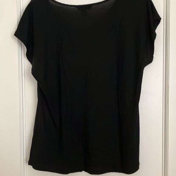 BANANA REPUBLIC Factory black ruffle front t-shirt blouse top Size L - Picture 2 of 6